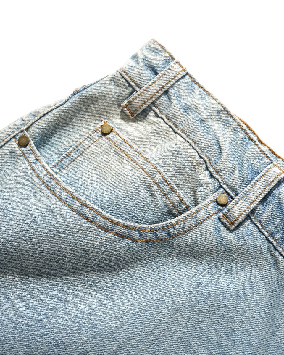 Butter Goods Straight Leg Denim Jeans - Distressed Light Blue