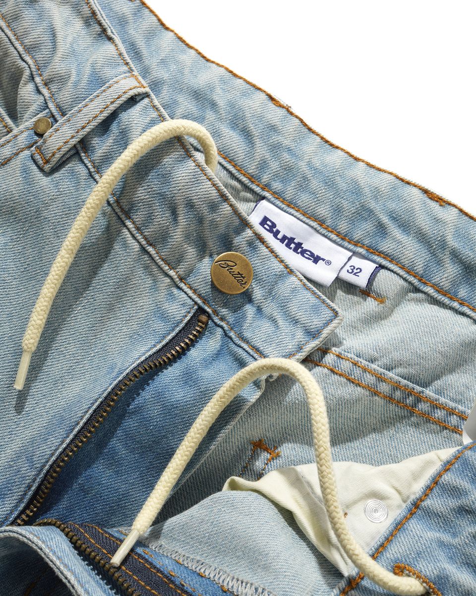 Butter Goods Straight Leg Denim Jeans - Distressed Light Blue