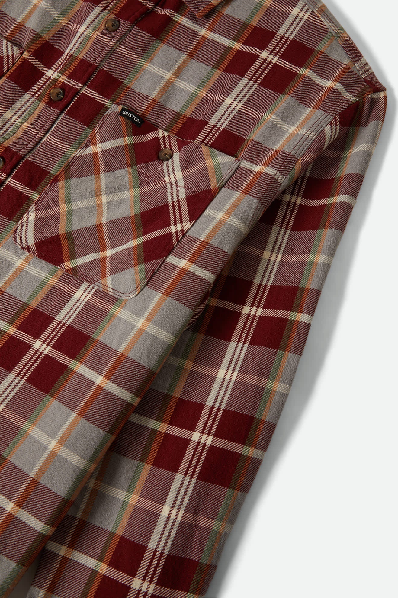Brixton Vintage Wash Flannel - Maroon Red/Beige/Green