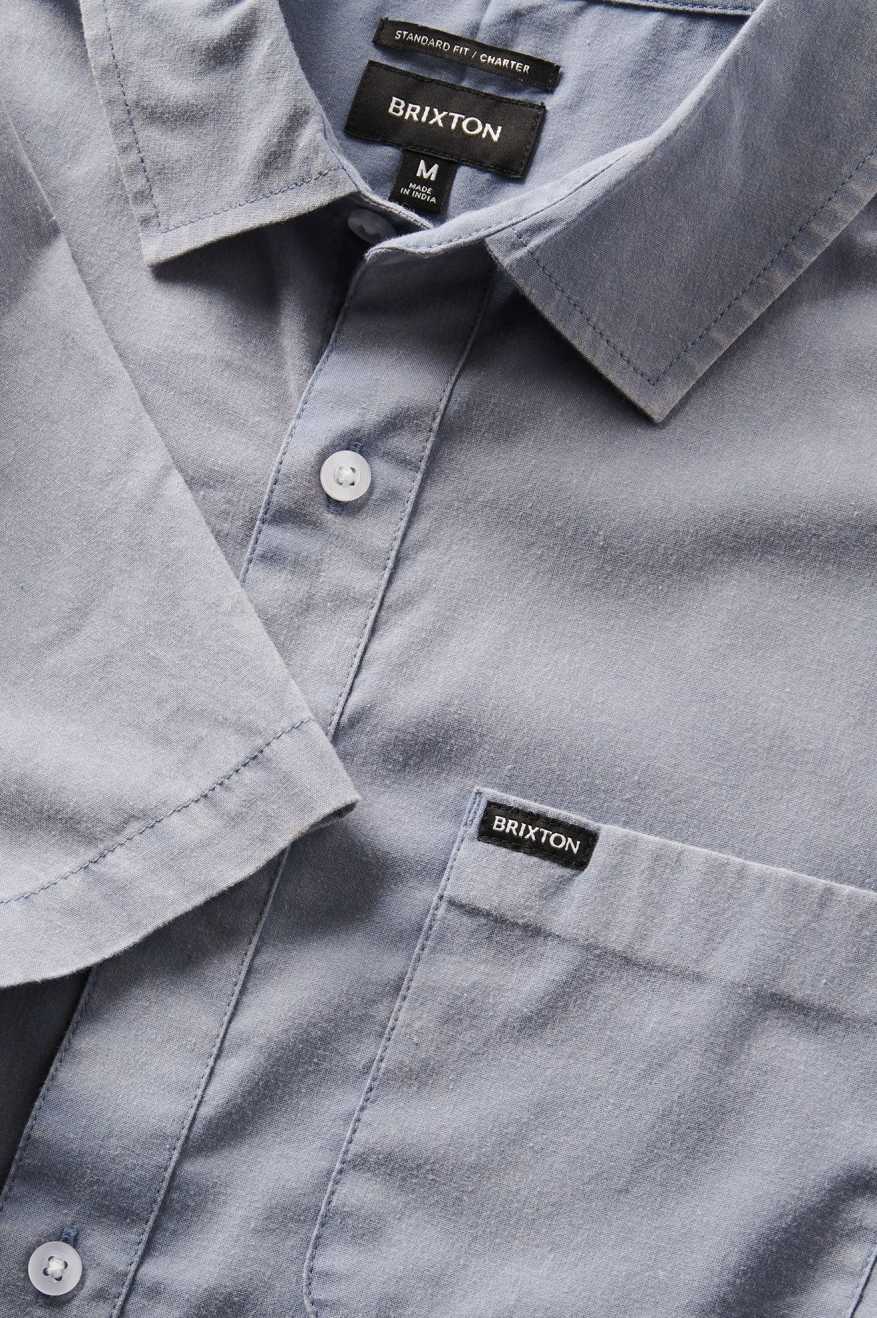 Brixton Charter Sol Wash S/S Woven - Flint Stone Blue