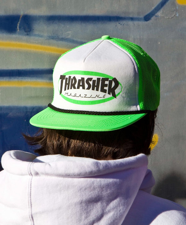 Thrasher Ellipse Mag Logo Rope Trucker Cap - Green