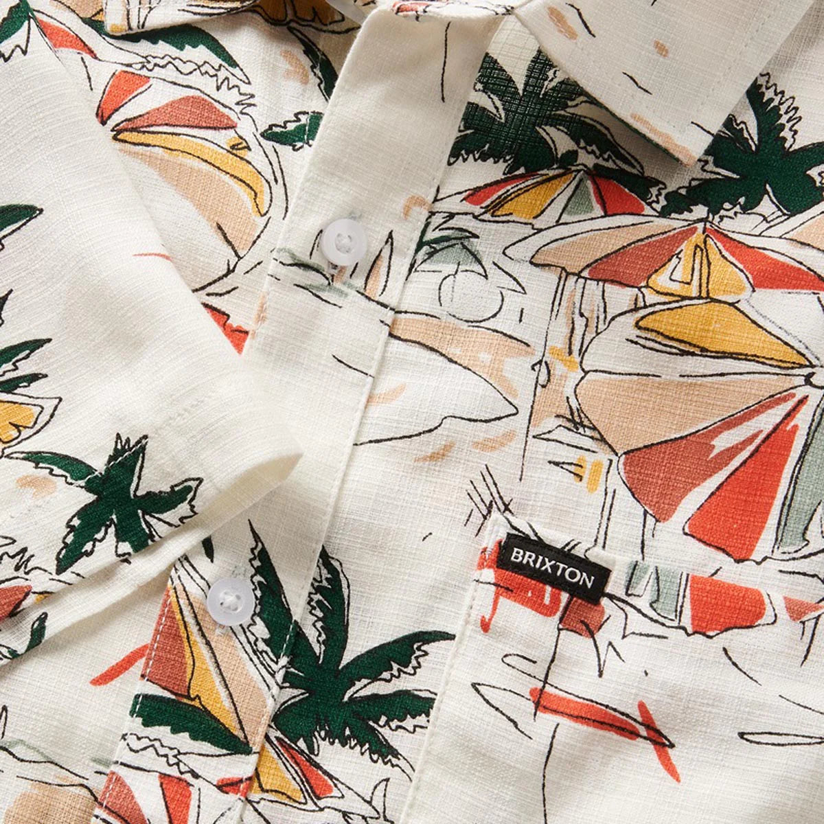 Brixton Charter Slub S/S Woven - Off White Umbrella Scene