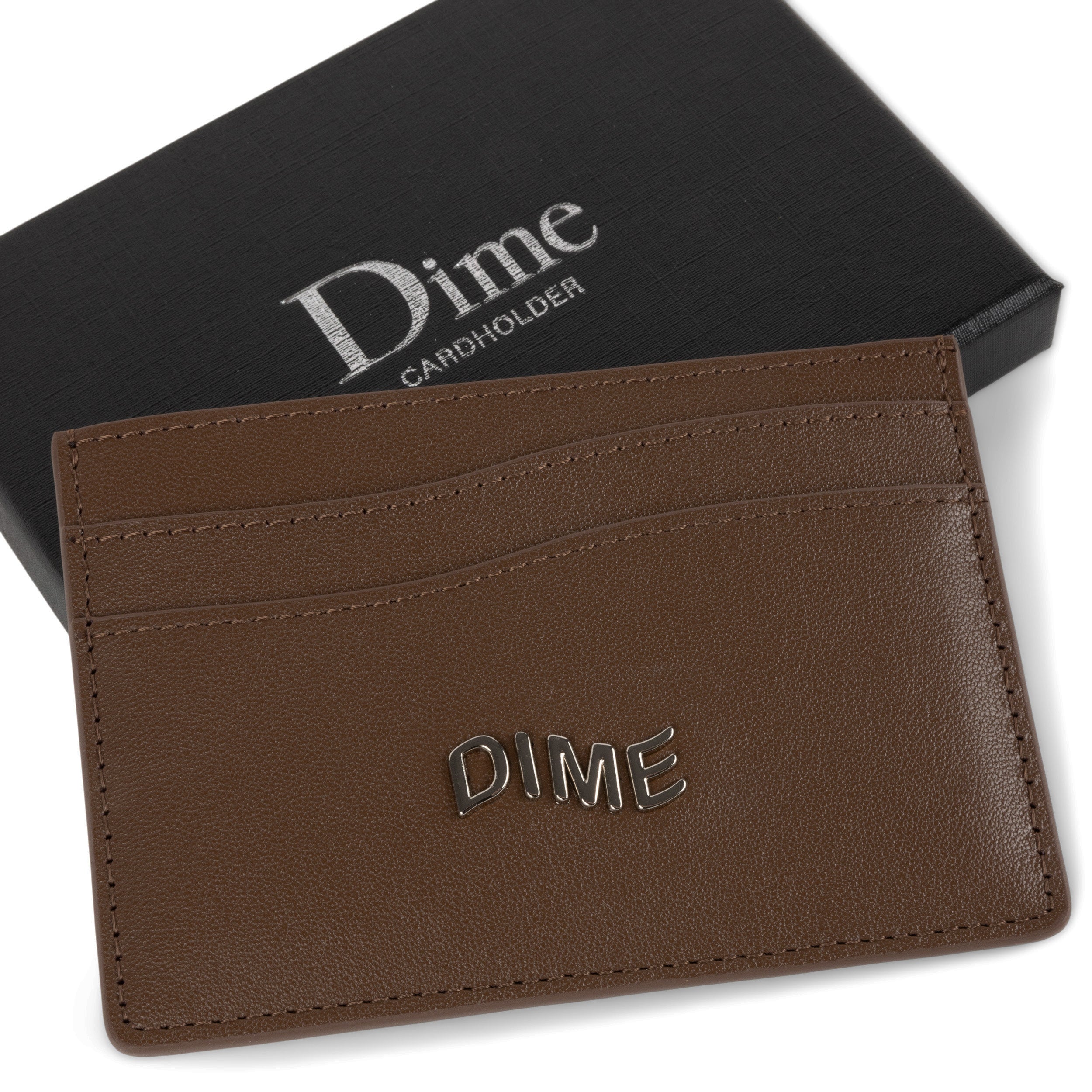 Dime Leather Cardholder - Brown