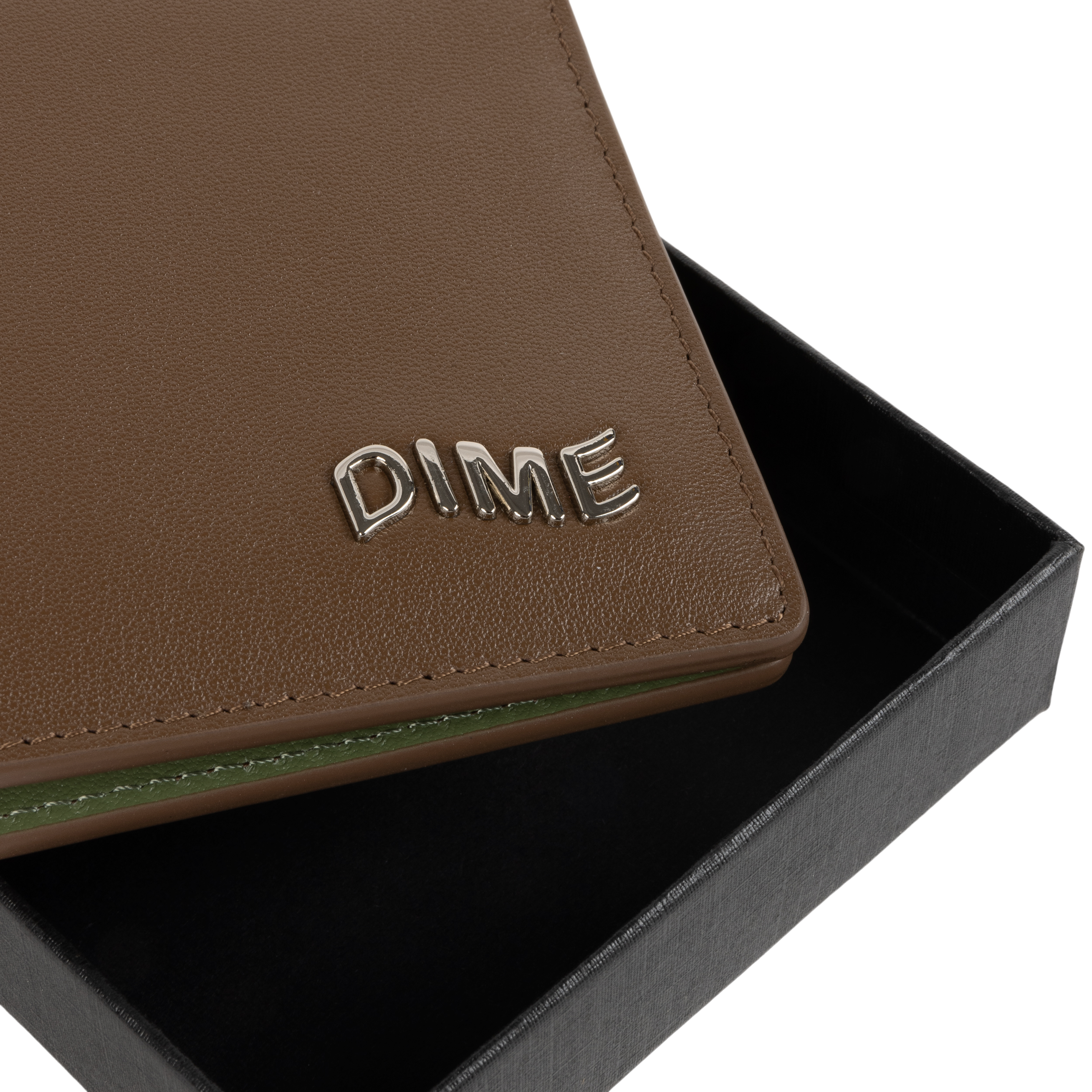 Dime Leather Bifold Wallet - Brown/Olive