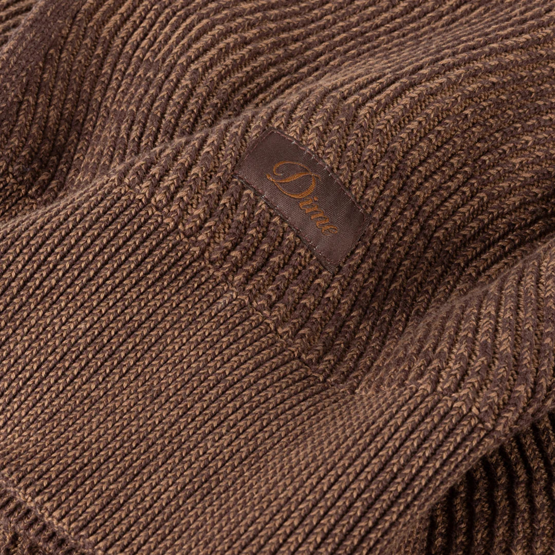 Dime Wave Knit Scarf - Brown