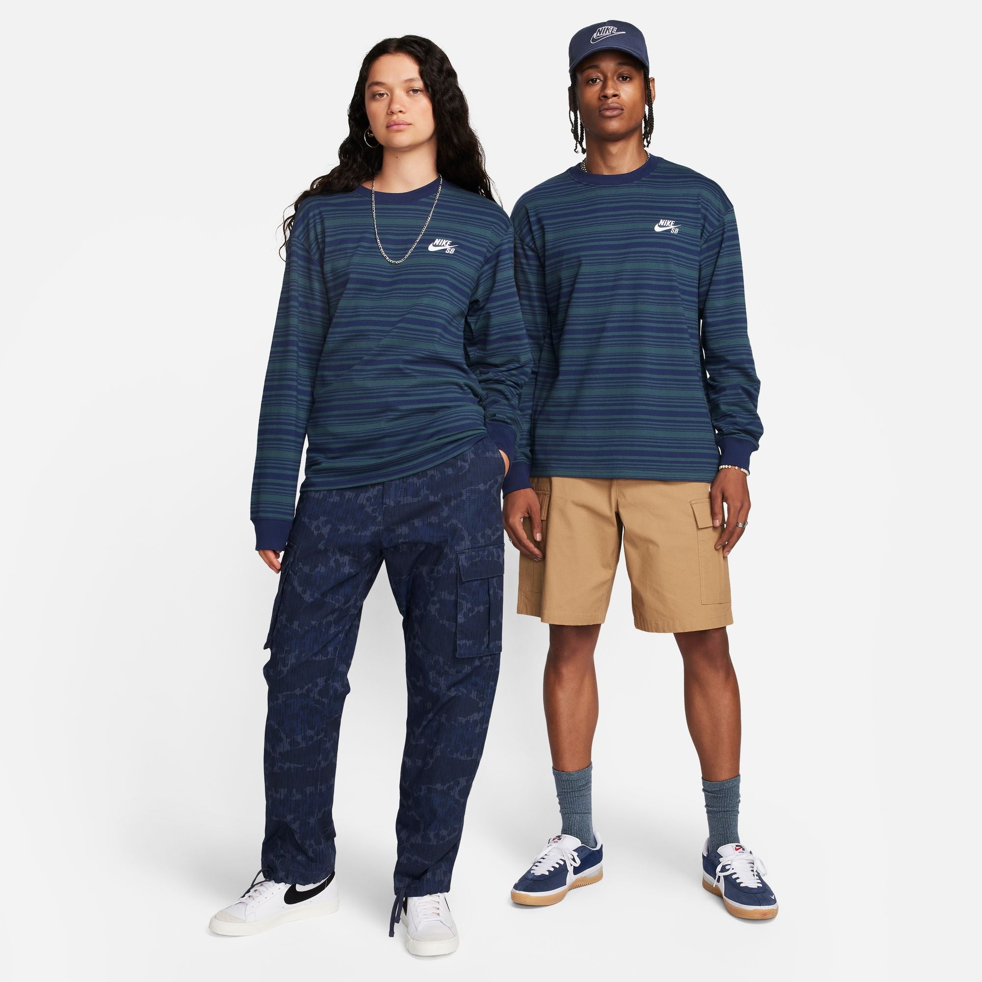 Nike SB Long-Sleeve Skate T-Shirt - Midnight Navy/Deep Jungle