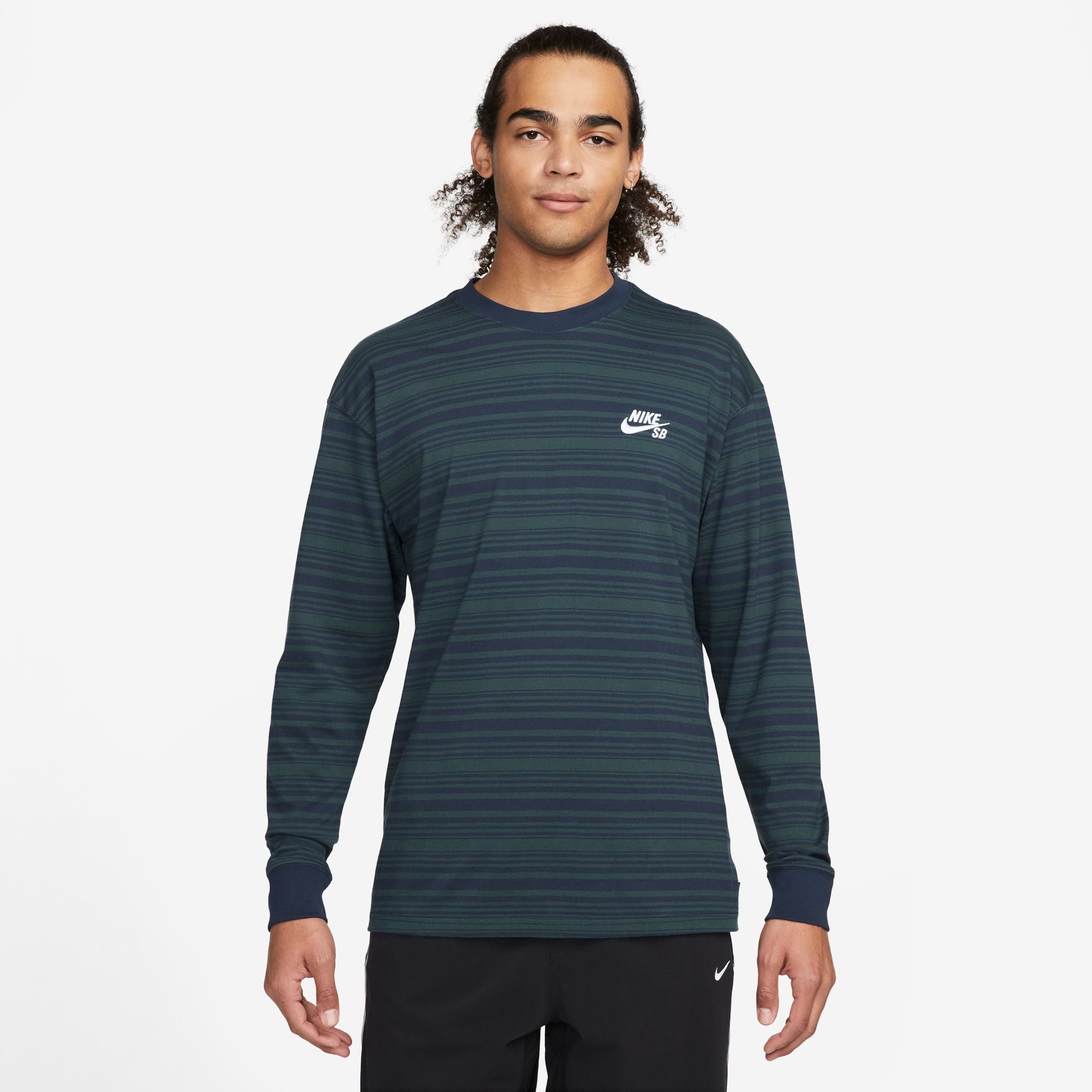Nike SB Long-Sleeve Skate T-Shirt - Midnight Navy/Deep Jungle