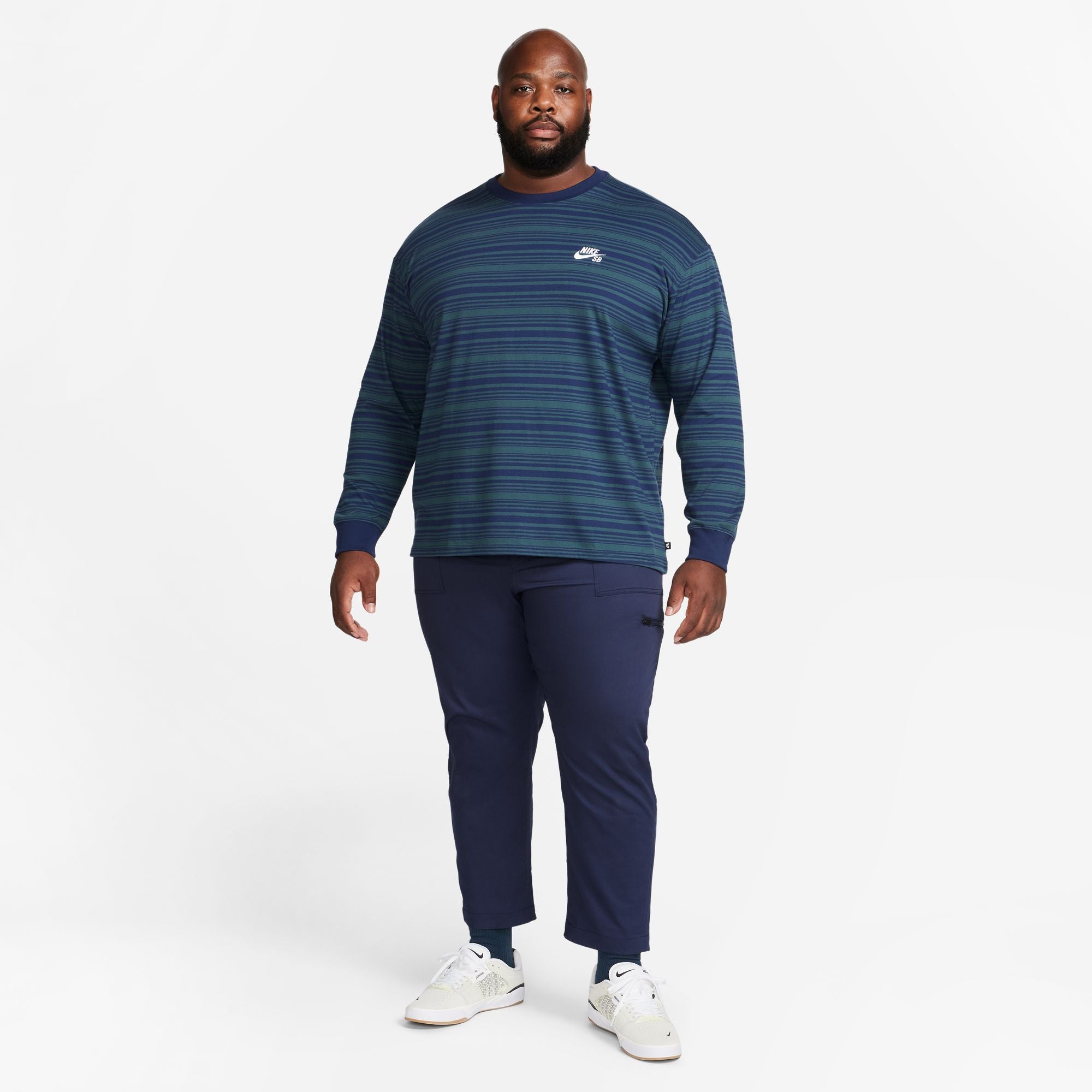 Nike SB Long-Sleeve Skate T-Shirt - Midnight Navy/Deep Jungle