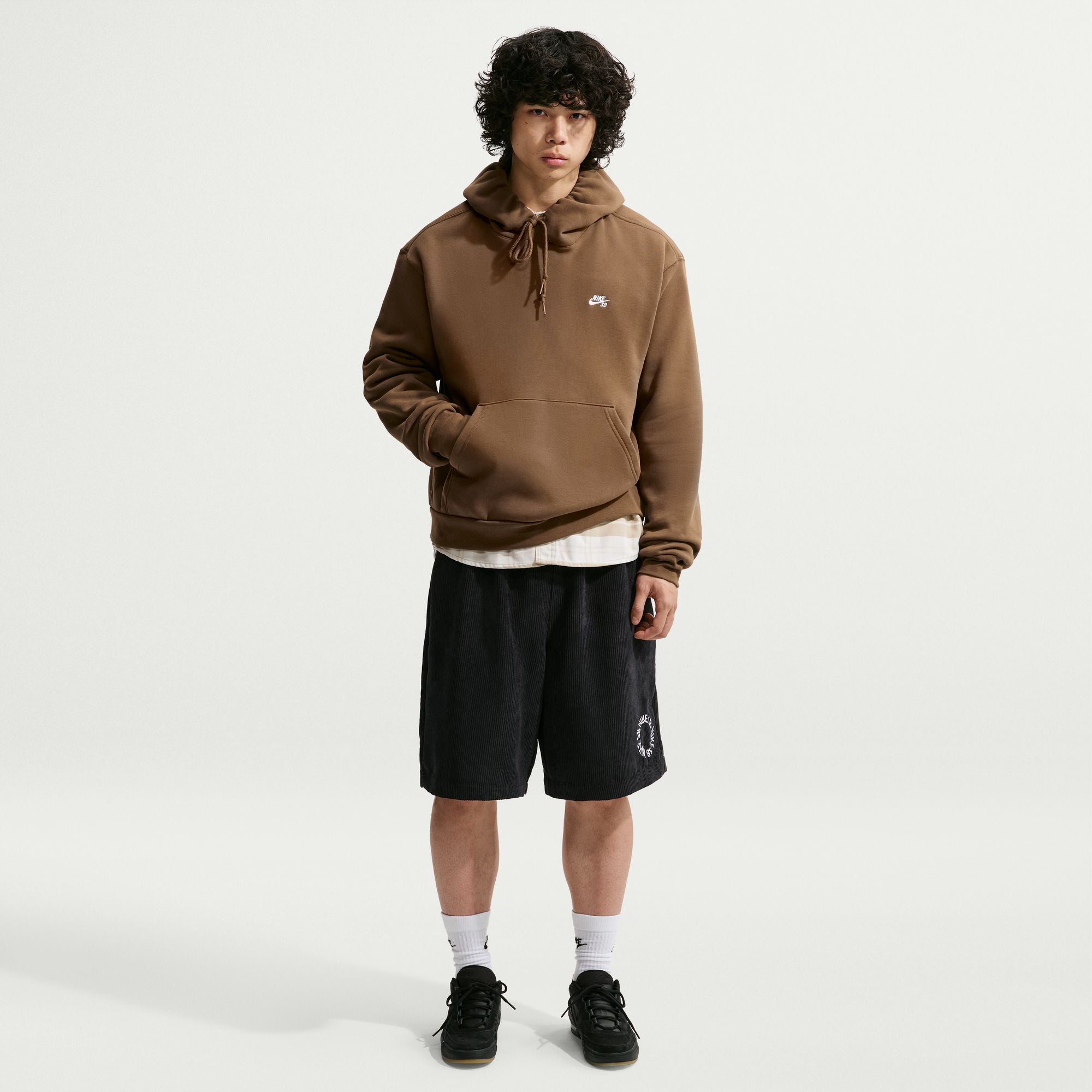 Nike SB Fleece Pullover Skate Hoodie - MOSSWOOD BROWN/WHITE