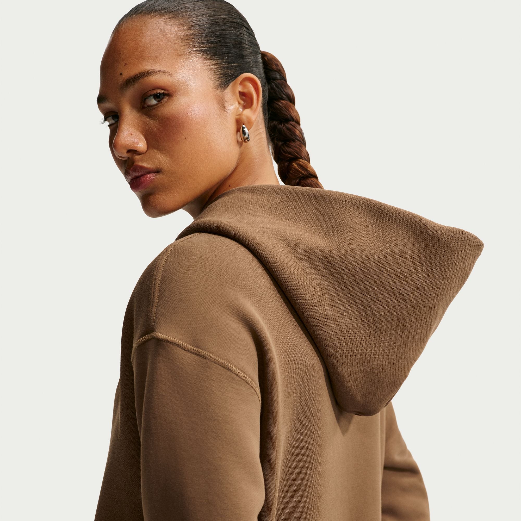 Nike SB Fleece Pullover Skate Hoodie - MOSSWOOD BROWN/WHITE