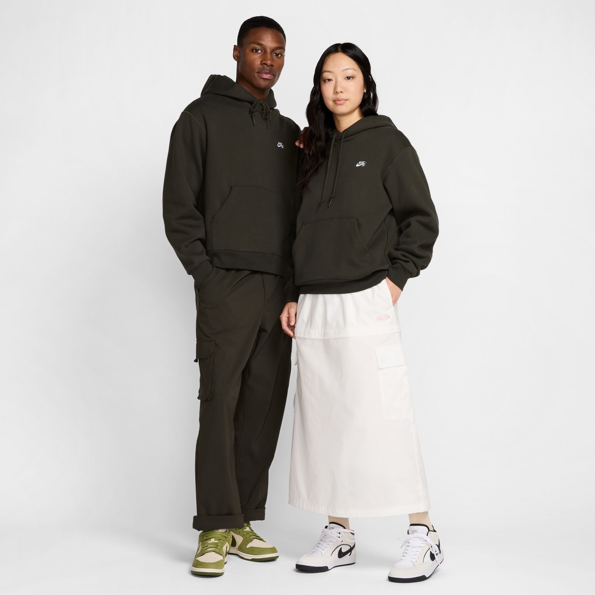 Nike SB Fleece Pullover Skate Hoodie - SEQUOIA/WHITE