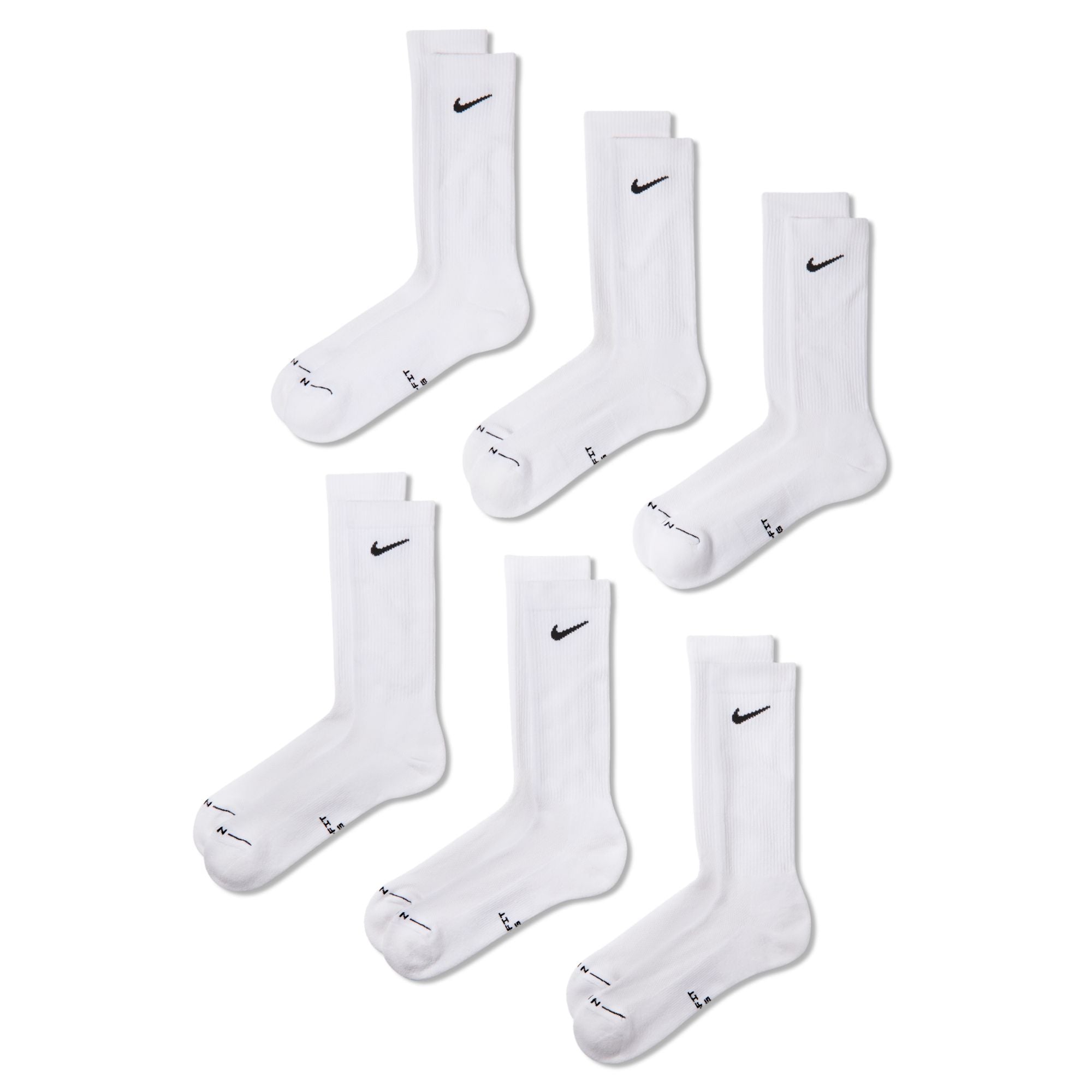 NIKE EVERYDAY ELEVATED CREW SOCK - WHITE (6 PACK)