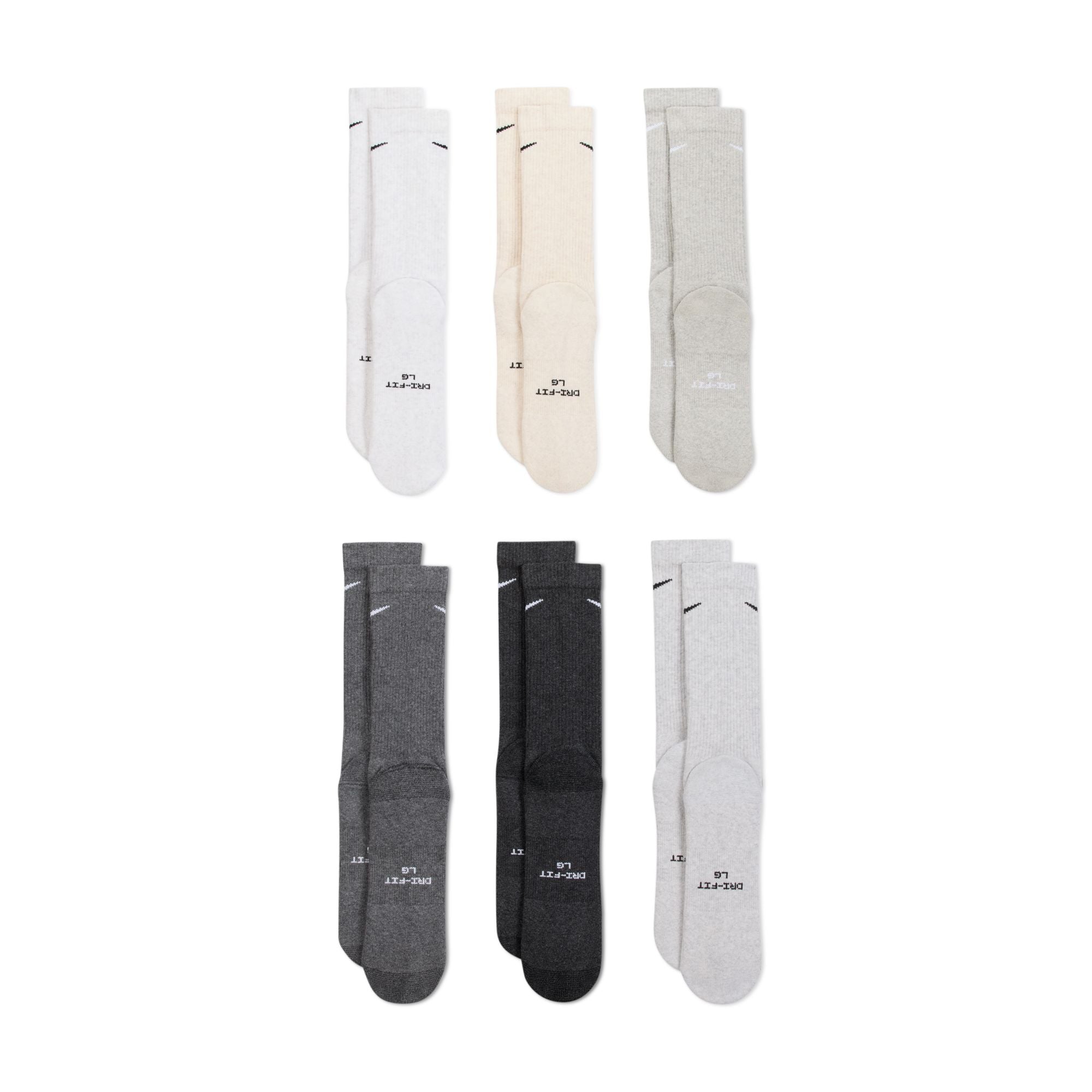 NIKE EVERYDAY ELEVATED CREW SOCK - ASSORTED MULTI COLOR (6 PACK)