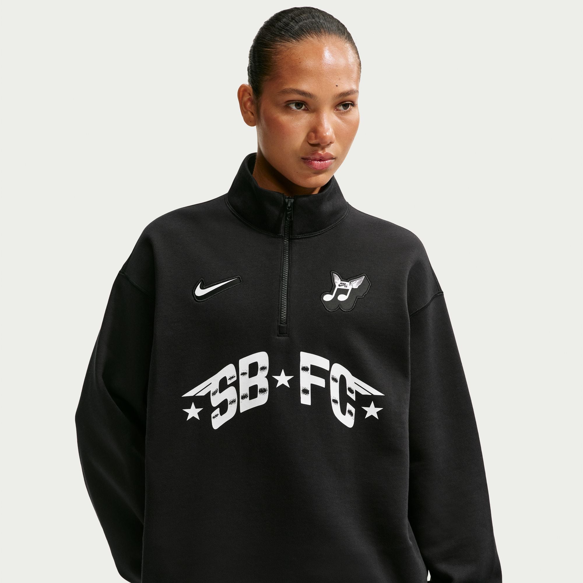 Nike SB Skate 1/2-Zip Fleece Crew-Neck Sweatshirt - Black