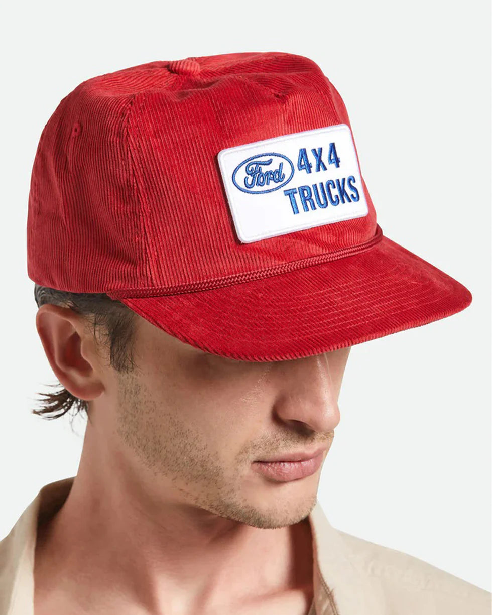 Brixton x Ford 4x4 Corduroy Snapback Hat - Candy Apple Red