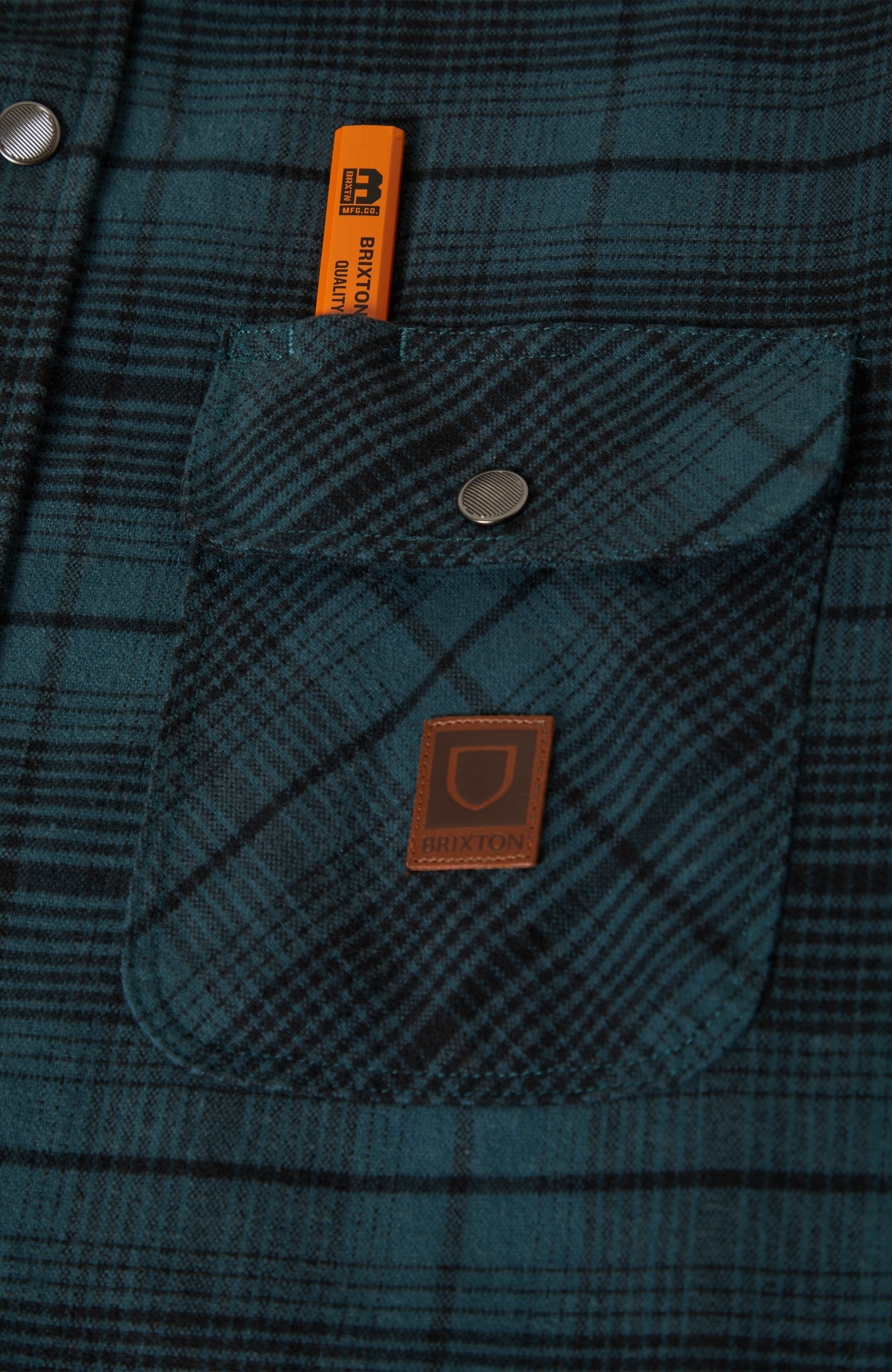 Brixton Builders Bowery Flannel - Night Sage/Black