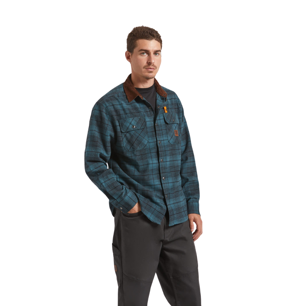 Brixton Builders Bowery Flannel - Night Sage/Black