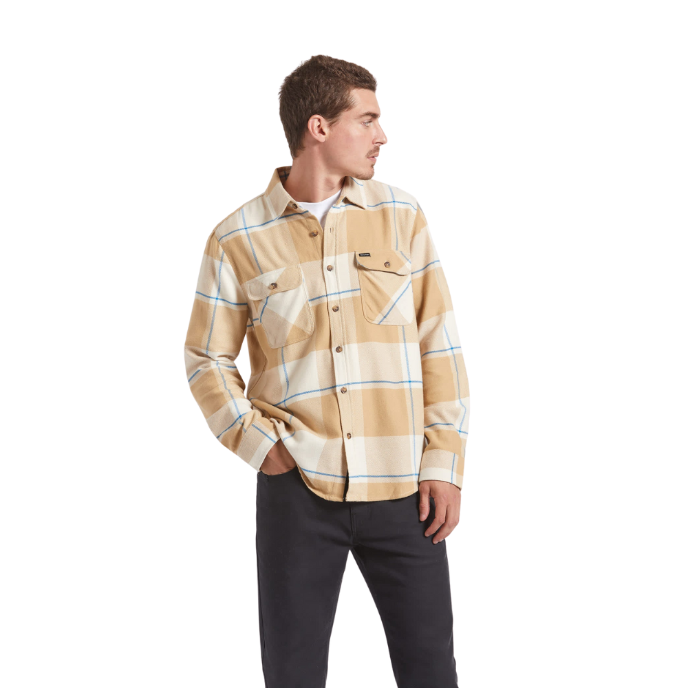 Brixton Bowery Flannel - Whitecap/Sand/Cyber Blue