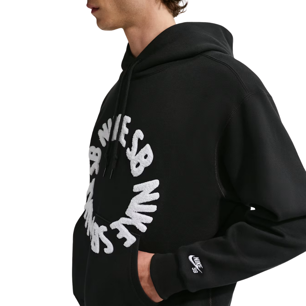Nike SB Fleece Pullover Chenille Patch Hoodie - Black/White