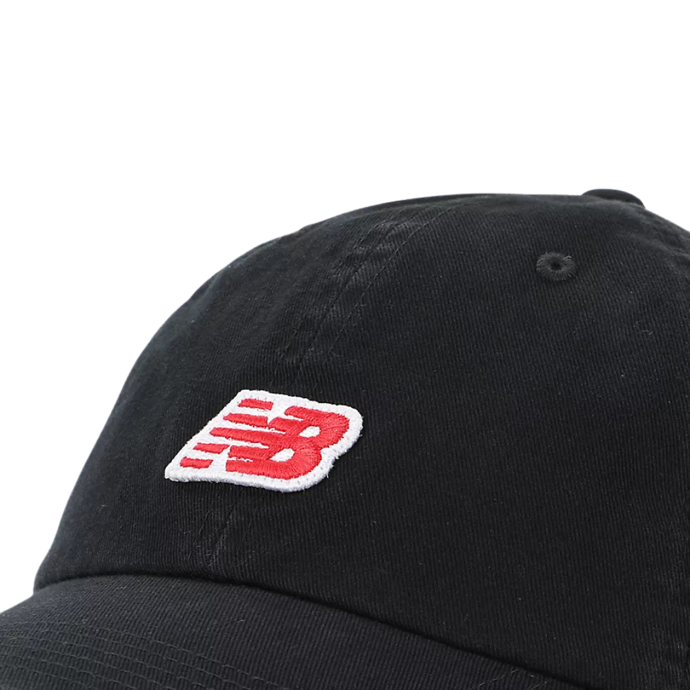 New Balance 6 Panel Patch Logo Strapback Hat - Black