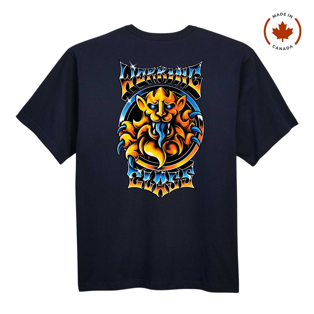 Working Class Chrome Lion Tee - Navy