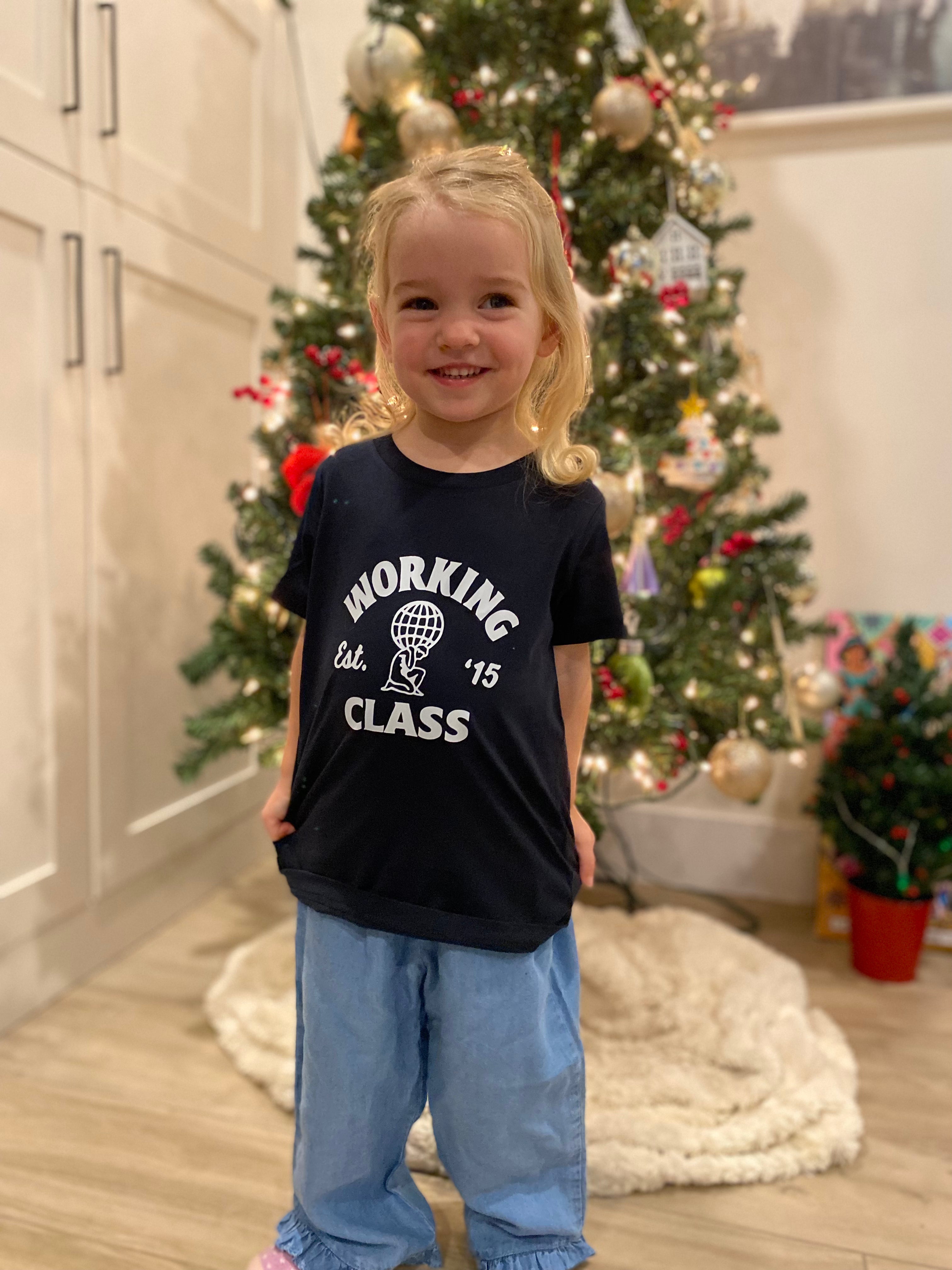 Working Class Atlas Kids Tee - Navy/Off White