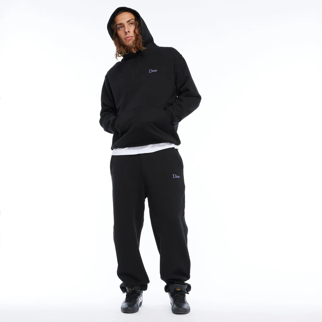 Dime Classic Small Logo Embroidered Hoodie - Black/Purple