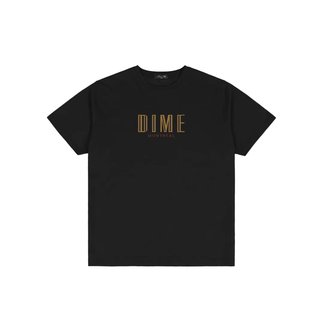 Black t-shirt with 'DIME' logo on a white background