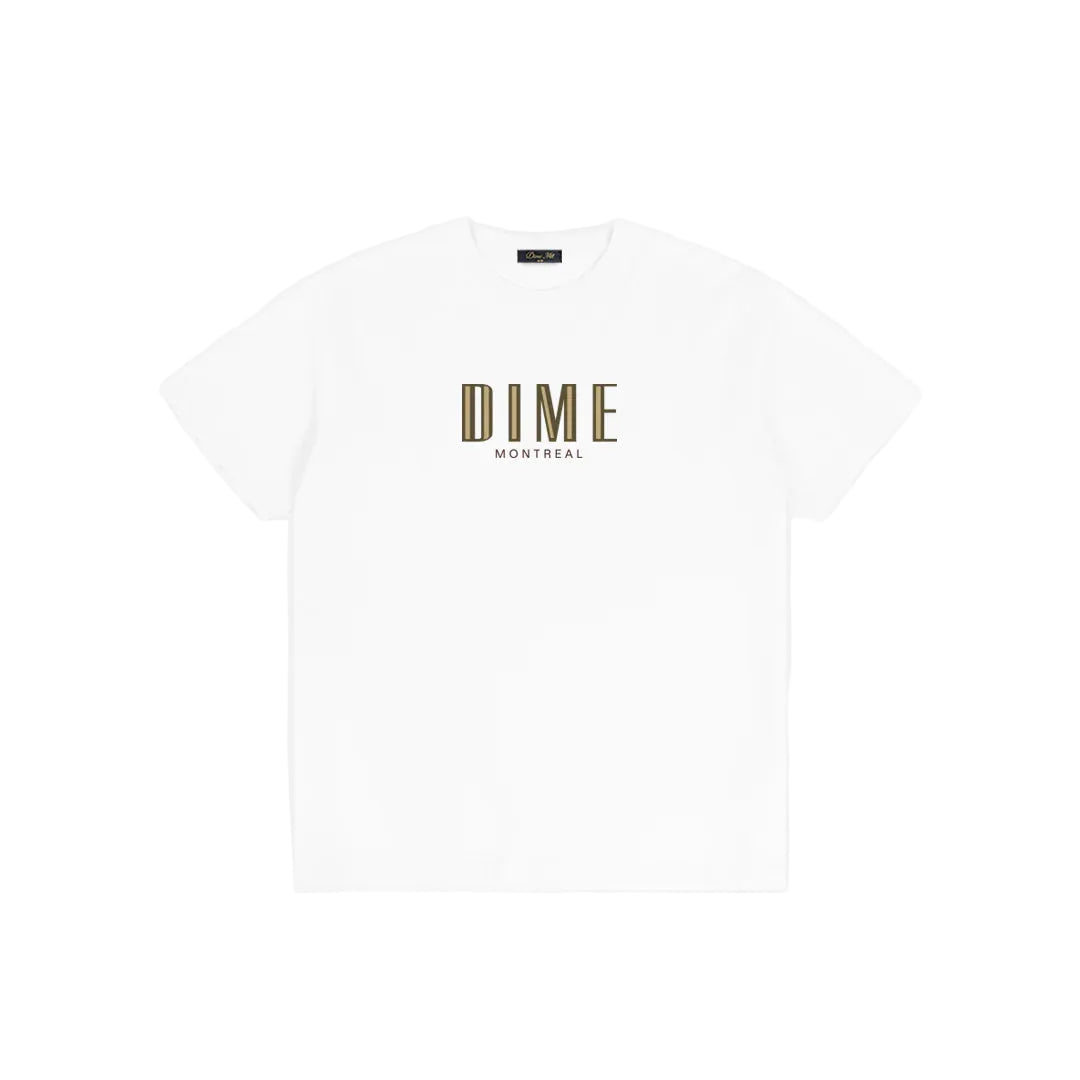 White t-shirt with 'DIME Montreal' logo on a white background