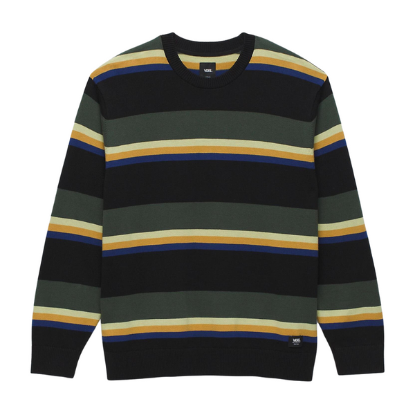 Vans Tacuba Strip Crew Sweater - Black/Deep Forest