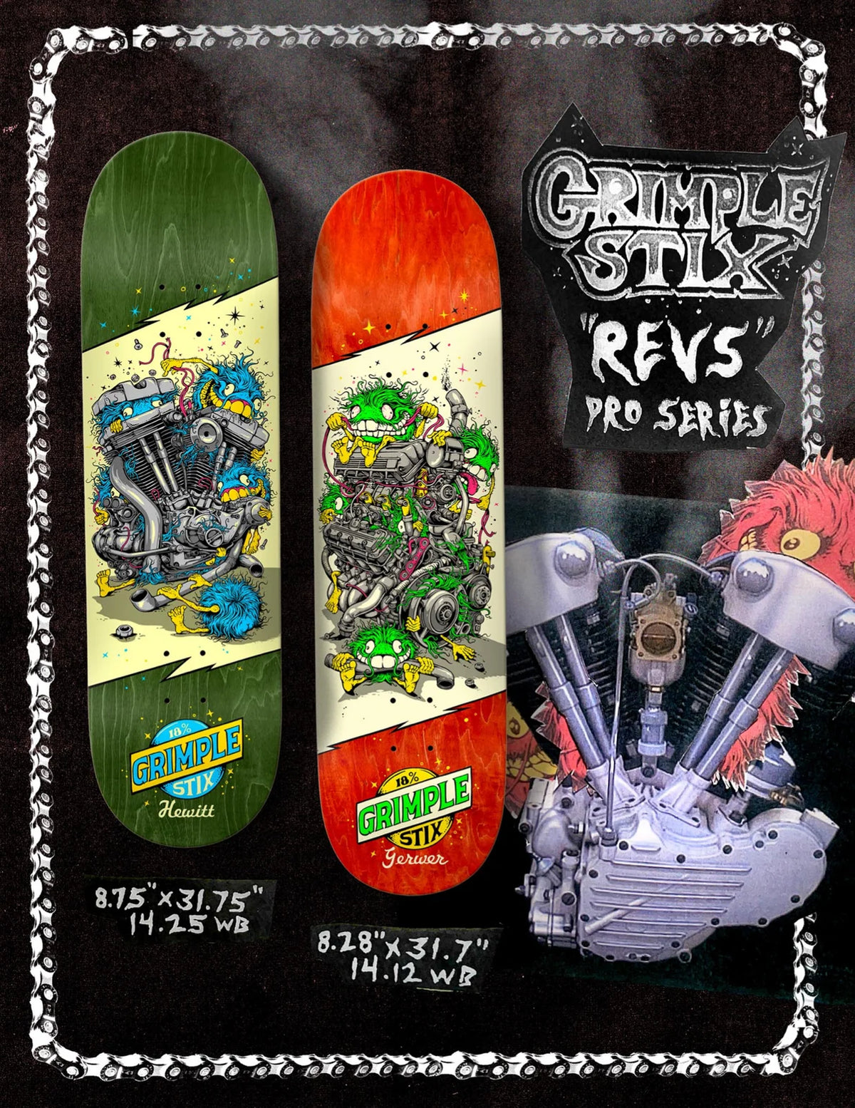Anti Hero HEWITT GRIMPLESTIX REVS skateboard deck - 8.75"