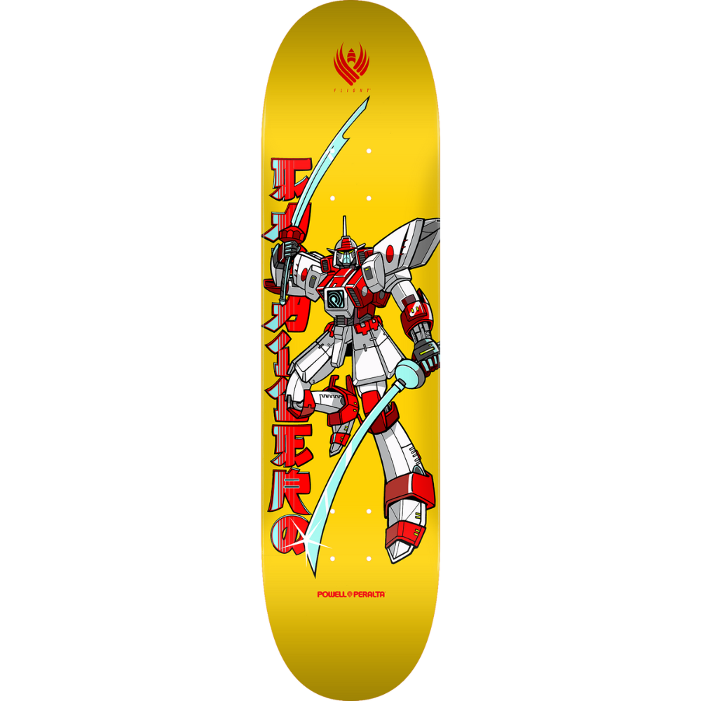 Powell Peralta Steve Caballero Gundam FLIGHT Skateboard Deck Yellow - Shape 243 - K20 8.25 x 31.95