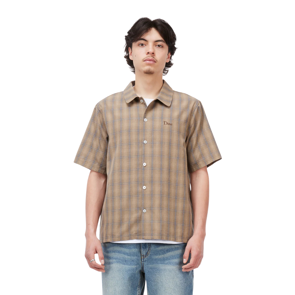 Dime Plaid Button up Shirt - Brown
