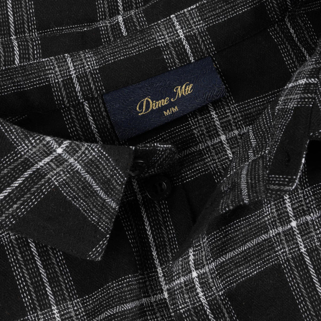 Dime Plaid Flannel Shirt - Black