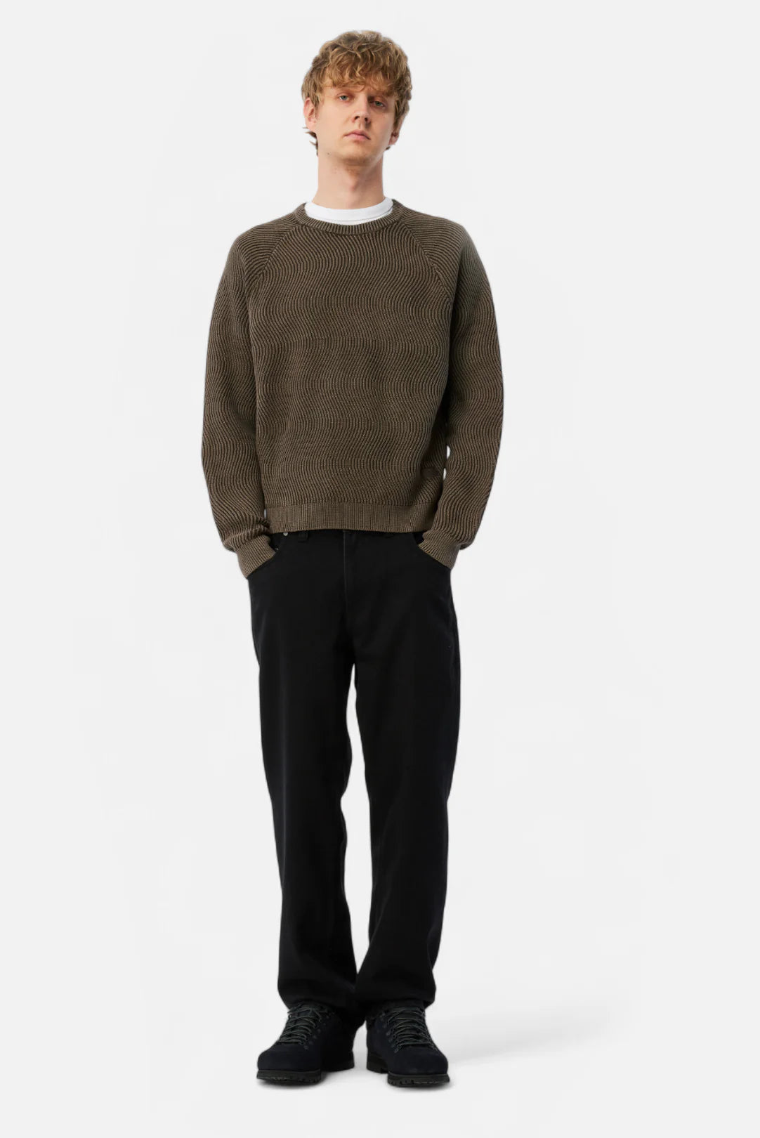 Dime Wave Knit Sweater - Brown
