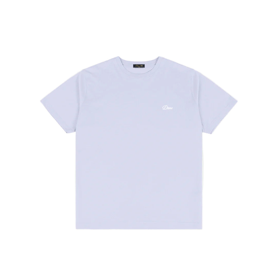 Light purple t-shirt with a small white logo on a light gray background