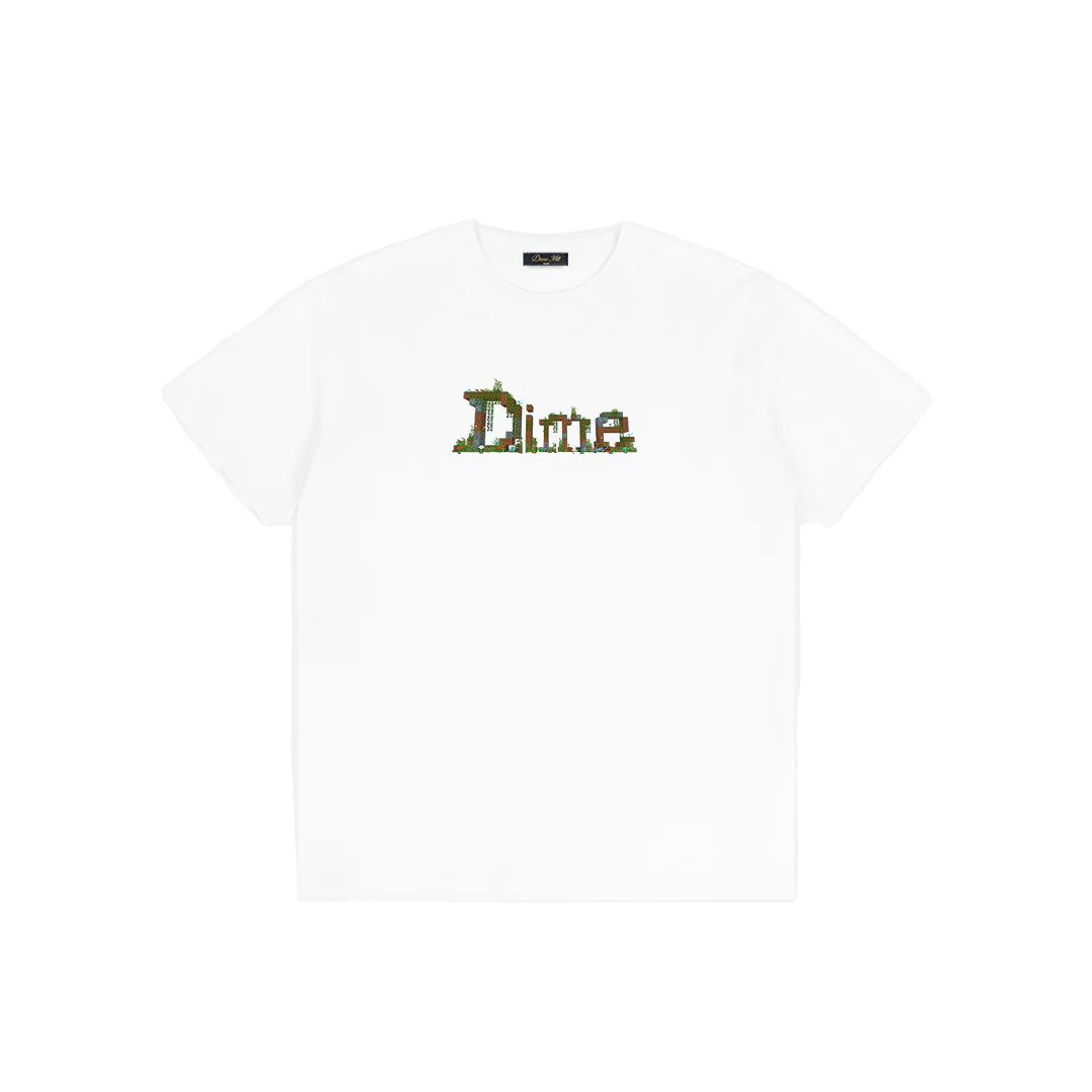 White t-shirt with 'Dime' logo on a white background