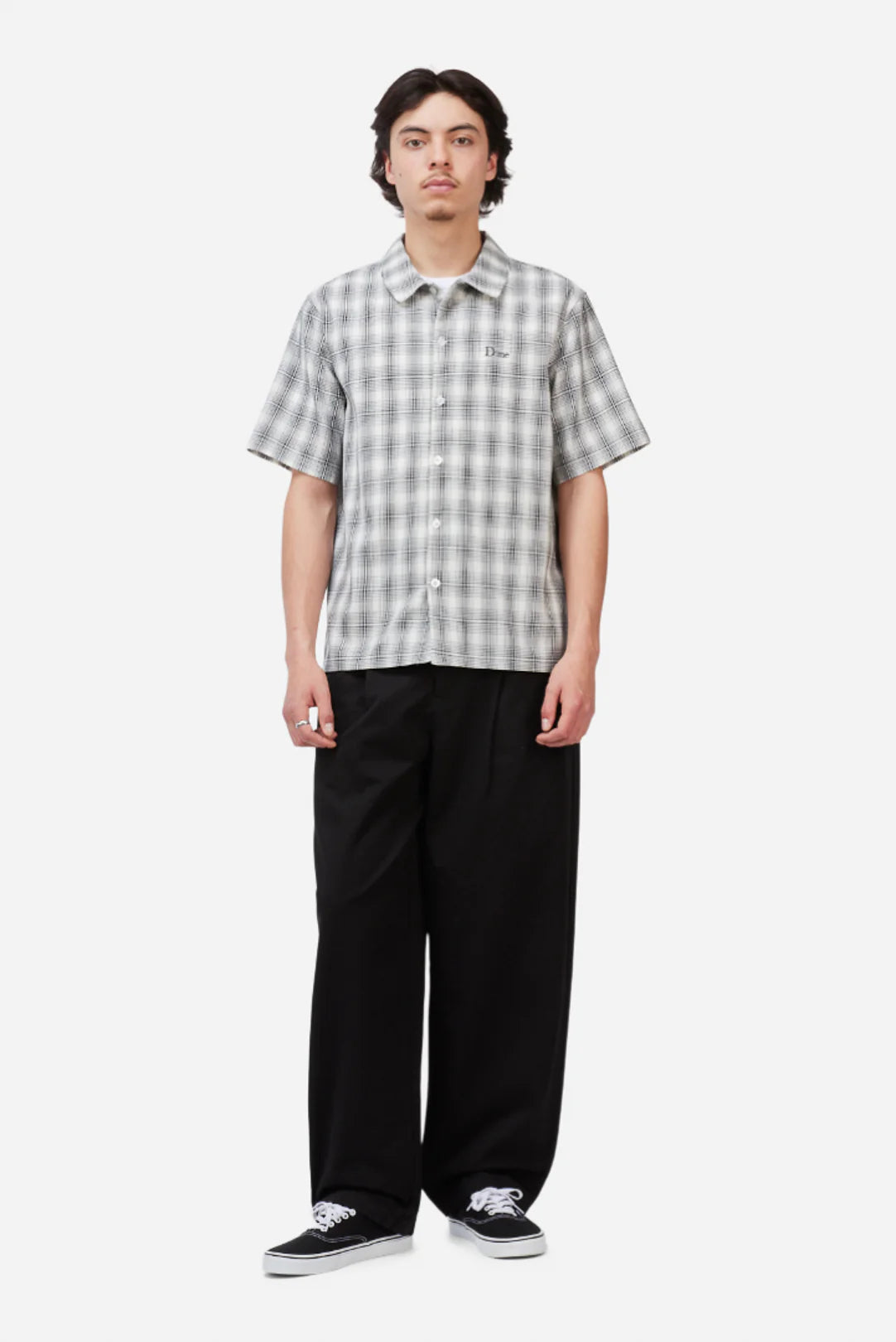 Dime Plaid Button up Shirt - Grey