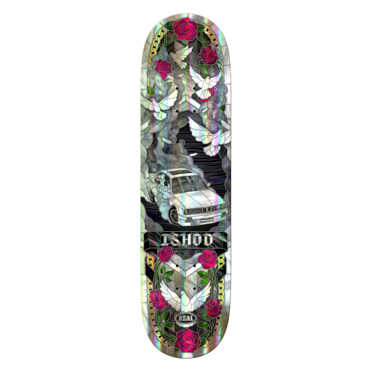 Real ISHOD HOLOGRAPHIC CATHEDRAL II TWIN TAIL skateboard deck - 8.3"