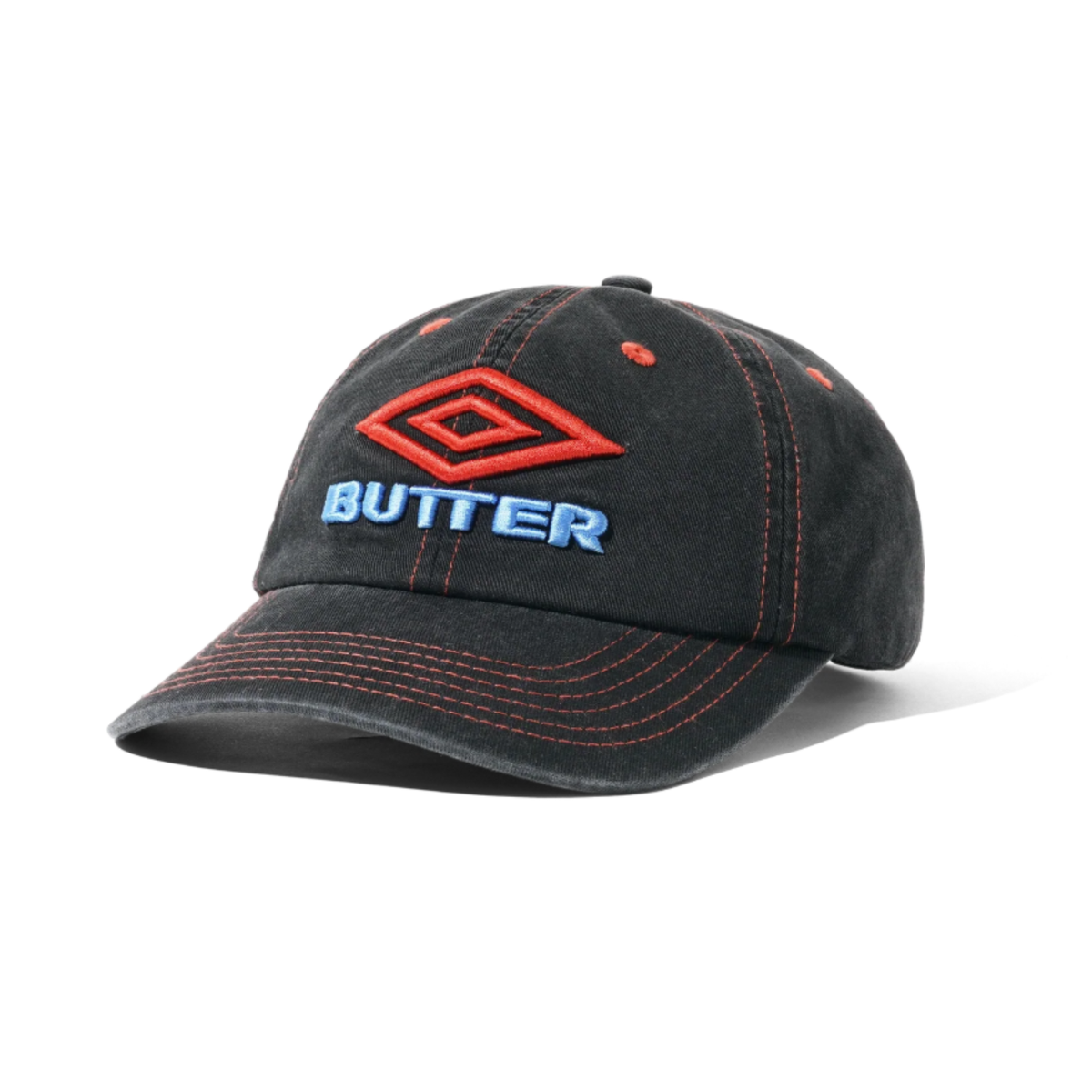 Butter Goods x Umbro Diamond Logo 6 Panel Cap, Washed Black