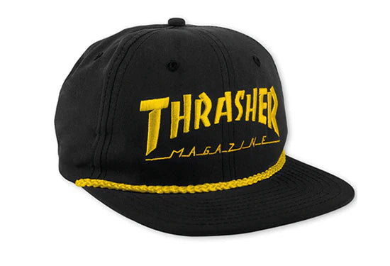 Thrasher Rope Snapback Cap - Black/Yellow
