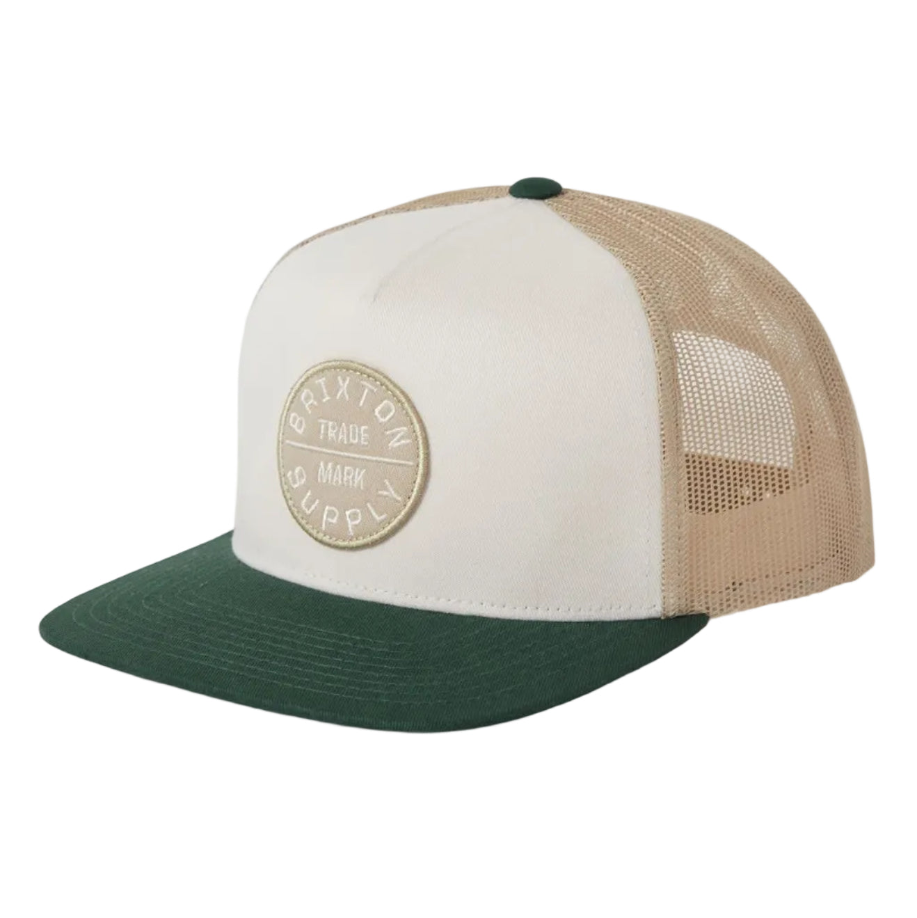 Brixton Oath MP Trucker Hat - Off White/Primal Green/Sand
