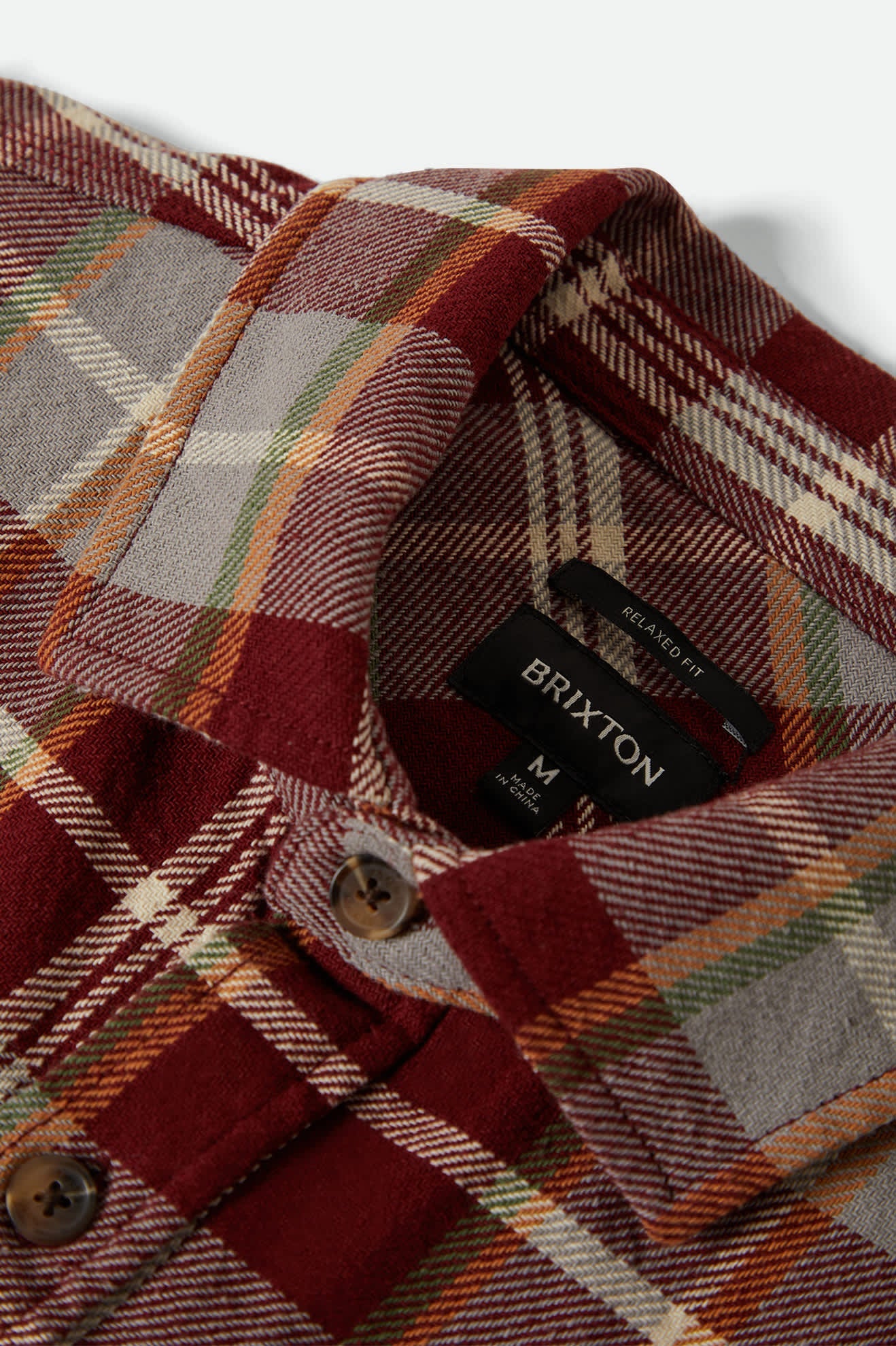Brixton Vintage Wash Flannel - Maroon Red/Beige/Green
