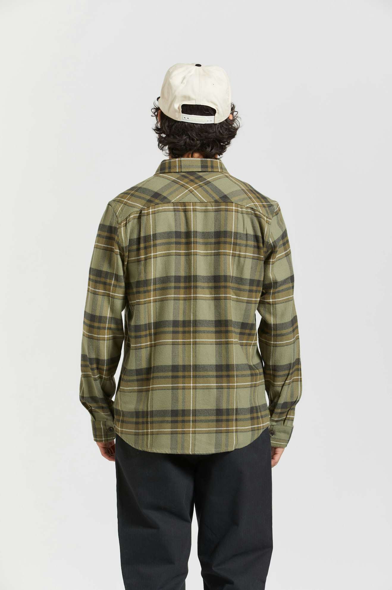 Brixton Bowery L/S Flannel - Vetiver/Laurel Wreath/Washed Black