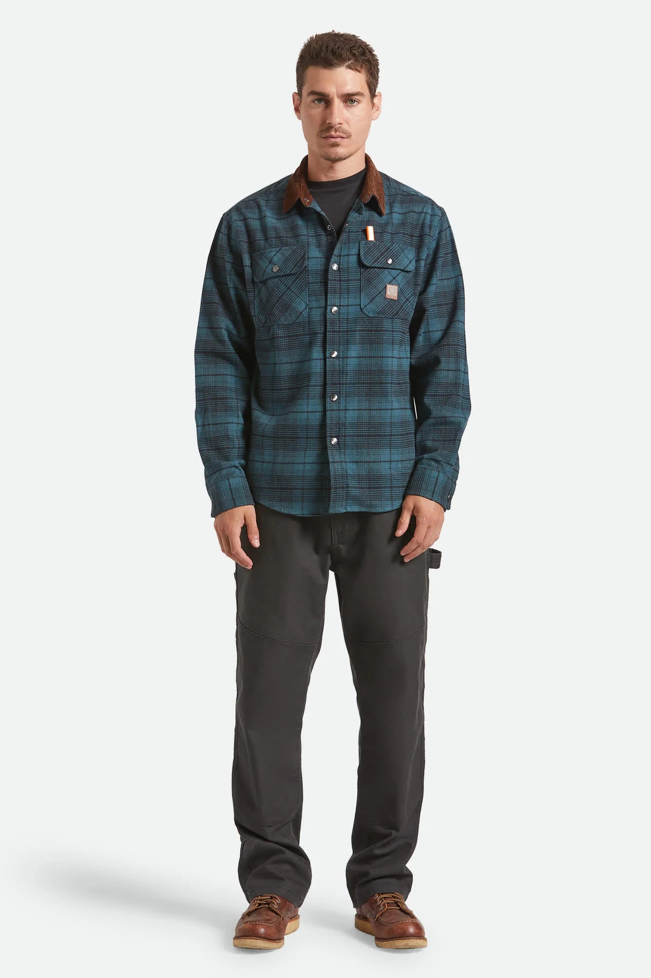 Brixton Builders Bowery Flannel - Night Sage/Black