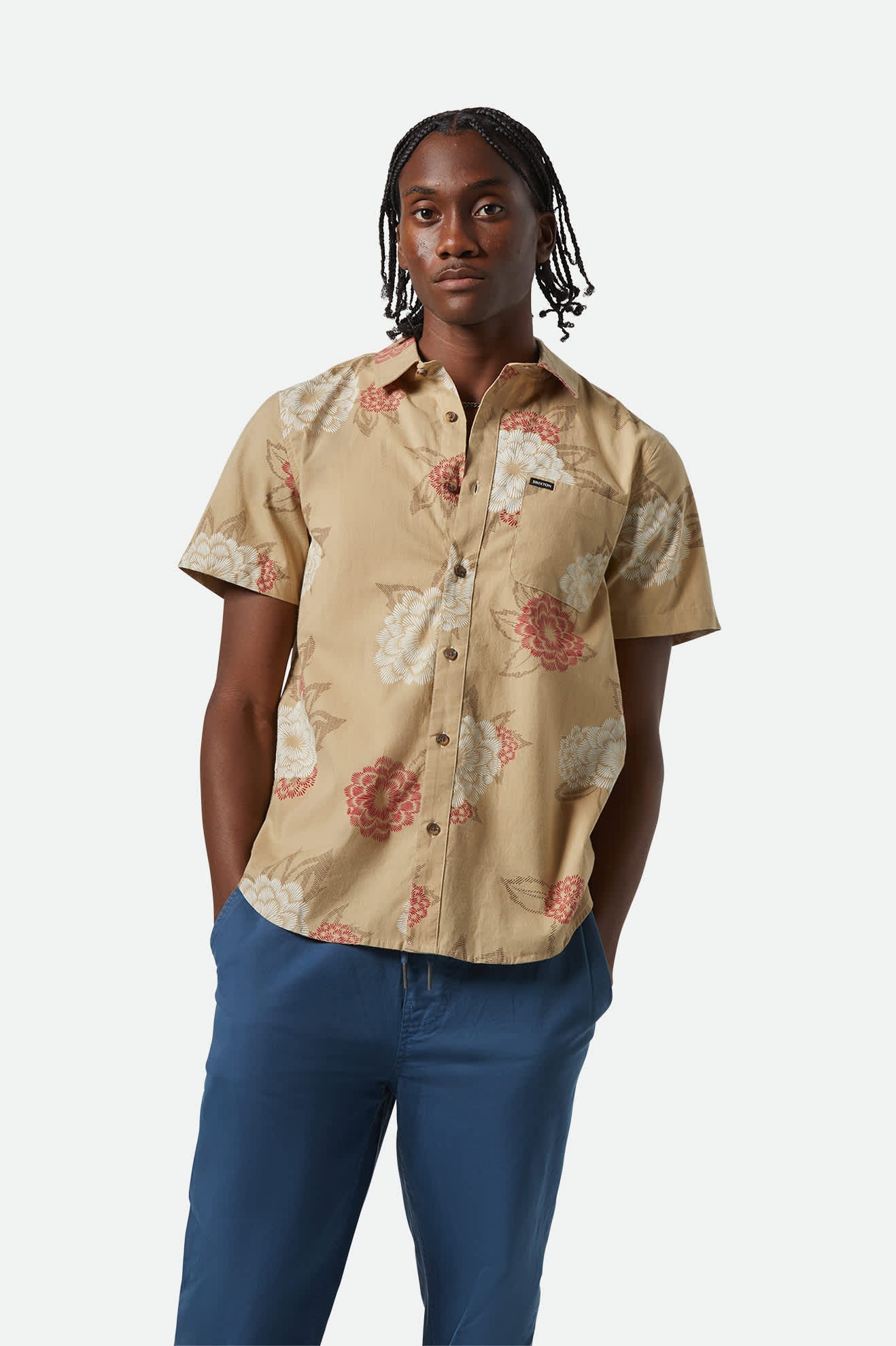 Brixton Charter Print S/S Woven - Cream/Painterly Floral