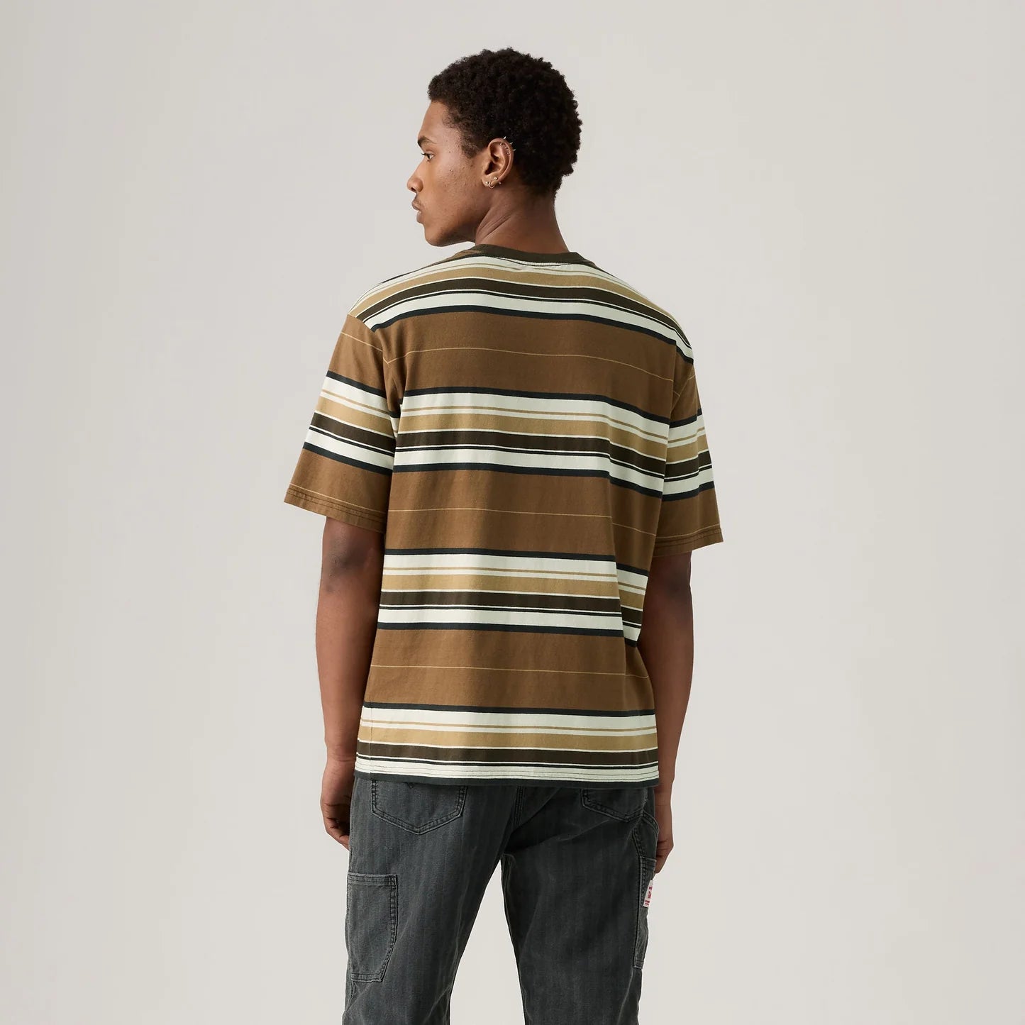 Levi's Short-sleeve Workwear T-shirt - Wild Frontier Printed Stripe Partridge - Brown
