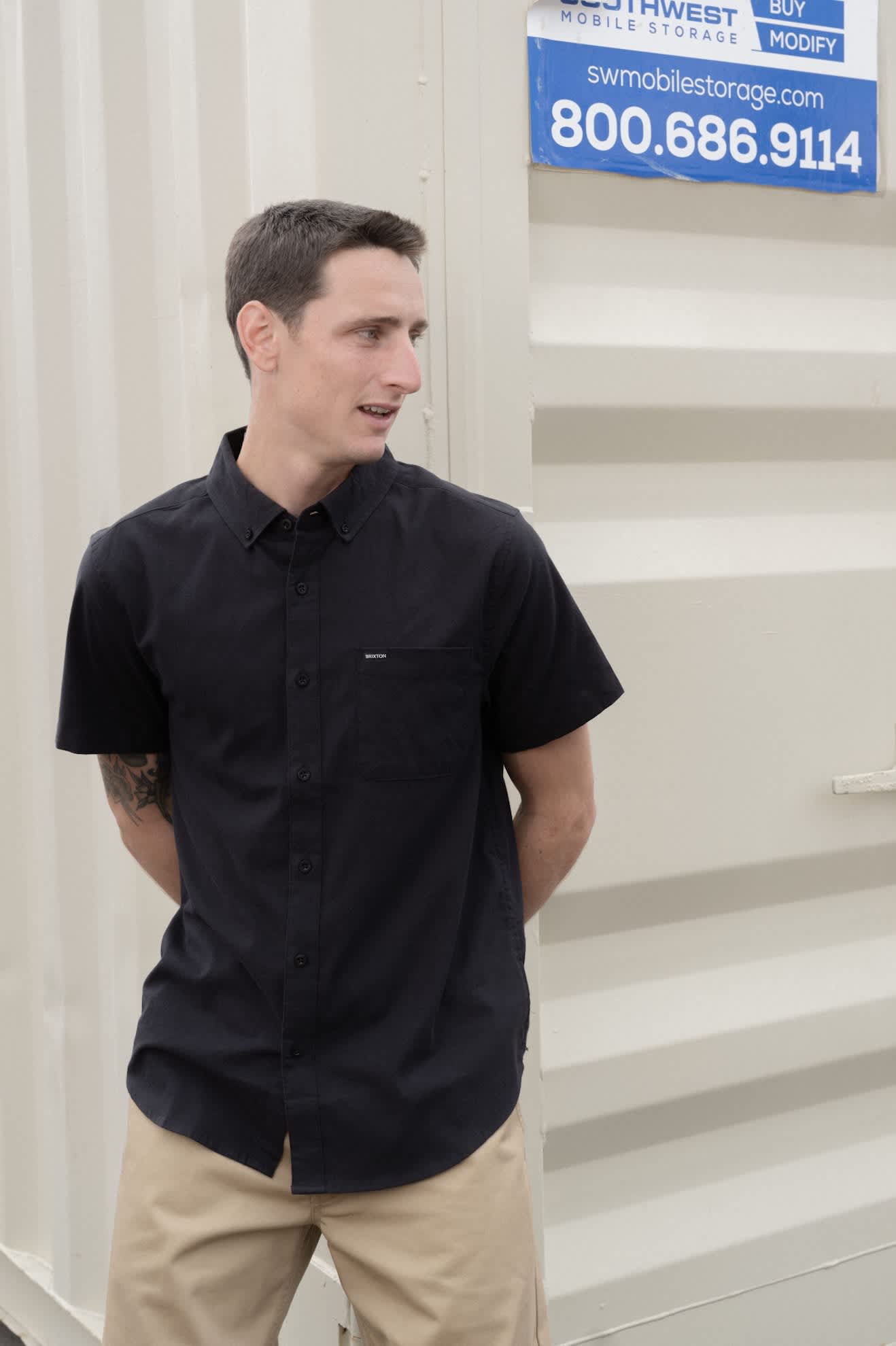 Brixton Sanford Oxford S/S Woven Shirt - Black