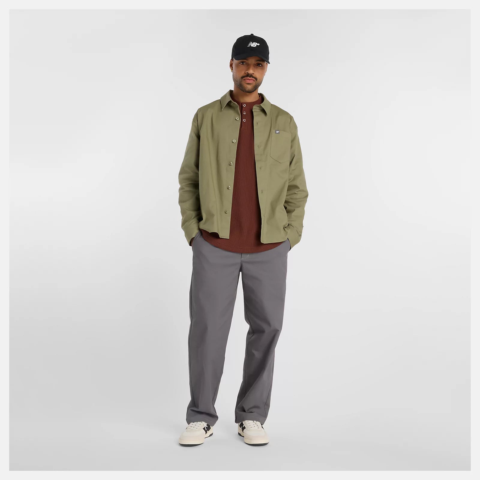 New Balance Numeric Waffle Knit Long Sleeve Henley - Rich Oak