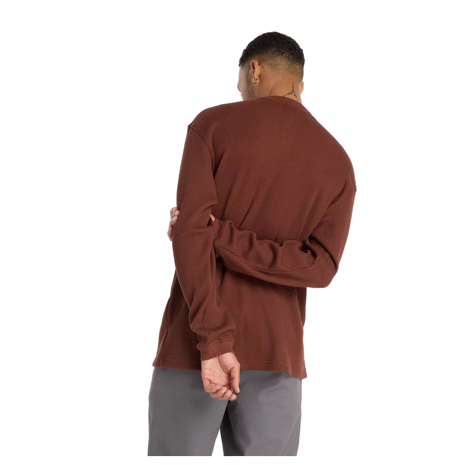 New Balance Numeric Waffle Knit Long Sleeve Henley - Rich Oak